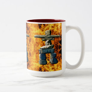 Inukshuk Native American Spirit Stones Two-Tone Coffee Mug