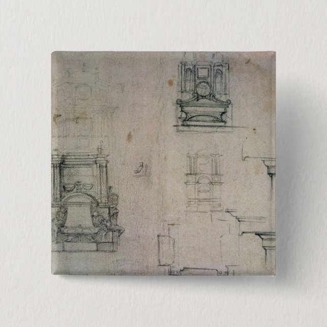 Inv. 1859 6-25-545. R.  Designs for tombs 2 Inch Square Button (Front)