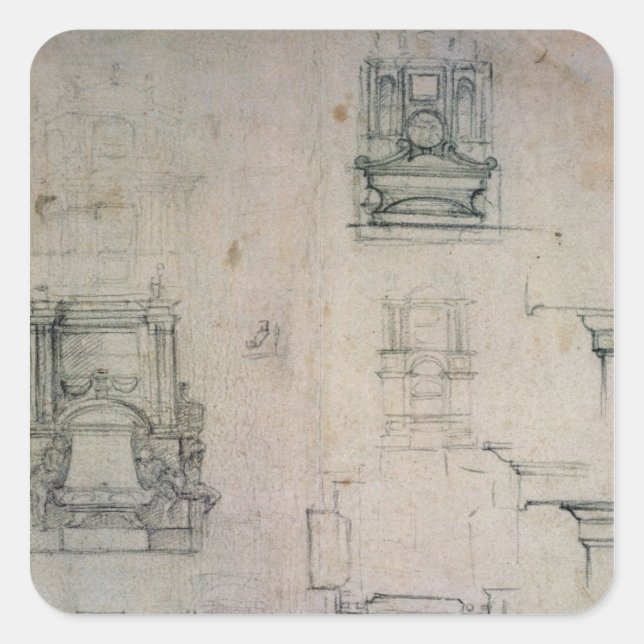 Inv. 1859 6-25-545. R.  Designs for tombs Square Sticker (Front)