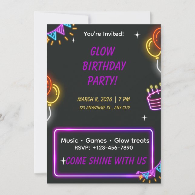 Inv Birthday Games – Fun Printable Party Games for Invitation (Front)