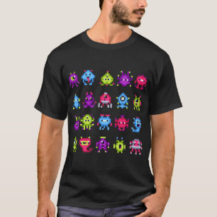 INVADERS  I Love 80s Retro 8 Bit Pixel Space Monst T-Shirt
