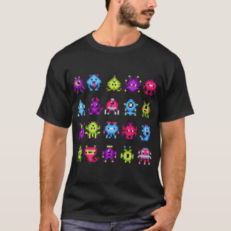 INVADERS  I Love 80s Retro 8 Bit Pixel Space Monst T-Shirt