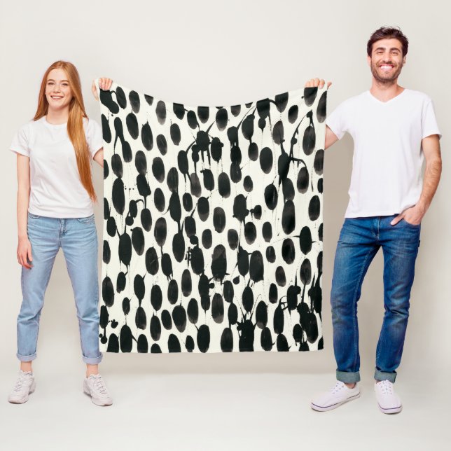 Invariable I | Black Watercolor Fleece Blanket (In Situ)