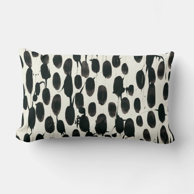 Invariable I | Black Watercolor Lumbar Pillow (Front)