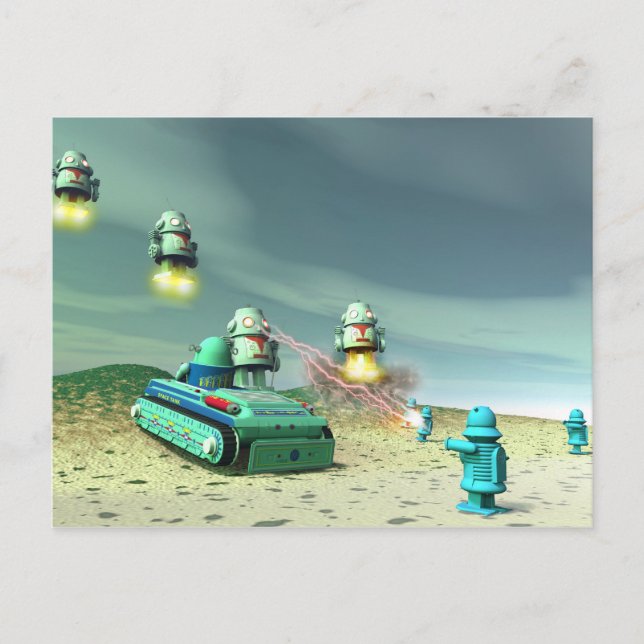 Invasion de robot de carte postale ci-dessus (Devant)