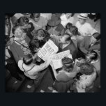 Invasion of Poland, 1939 Poster<br><div class="desc">Old 1930s photo of people reading newspapers,  The Evening Star and The News,  announcing the invasion of Poland,  1939.</div>