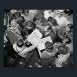 Invasion of Poland, 1939 Poster<br><div class="desc">Old 1930s photo of people reading newspapers,  The Evening Star and The News,  announcing the invasion of Poland,  1939.</div>