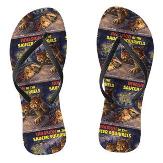 Invasion of the Saucer Squirrels Flip Flops