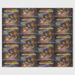 Invasion of the Saucer Squirrels Wrapping Paper