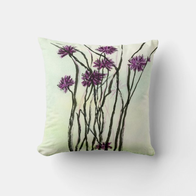 Invasive Knapweed Throw Pillow (Front)