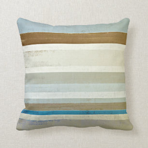'Invent' Blue and Beige Abstract Art Throw Pillow