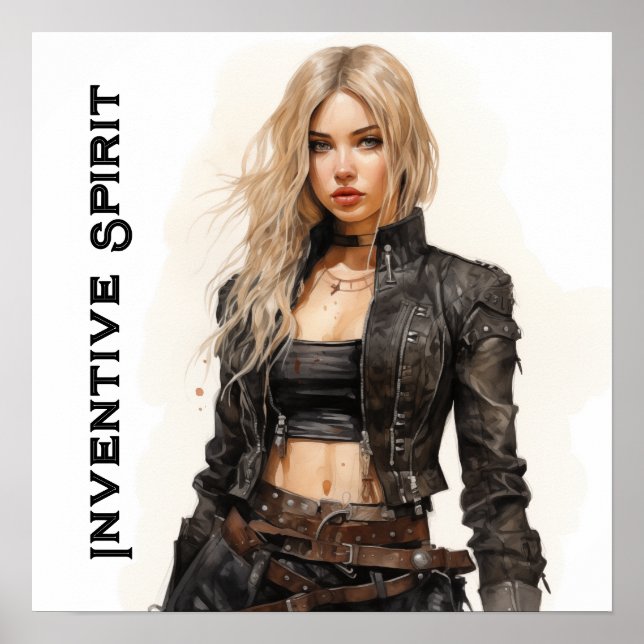 Inventive Spirit Steampunk Young Woman Poster (Front)