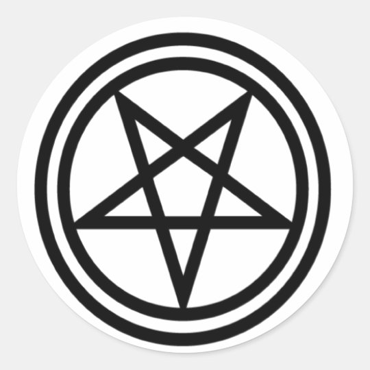 Inverted Black Pentagram Classic Round Sticker