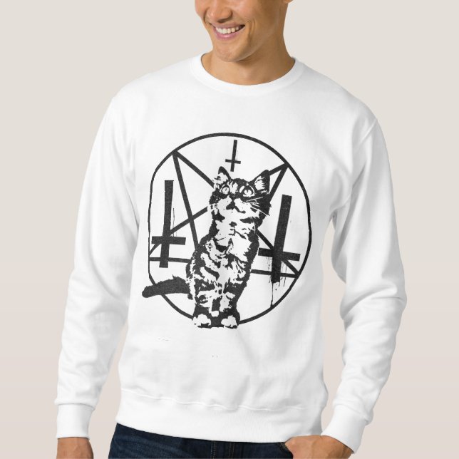 Inverted Cross & Pentagram Kitten Sweatshirt (Front)