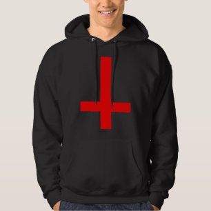 Inverted Cross Upside Down Satan Antichrist Atheis Hoodie