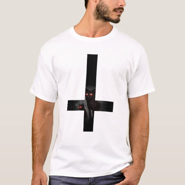 Inverted cross with dark wolves T-Shirt (Front)