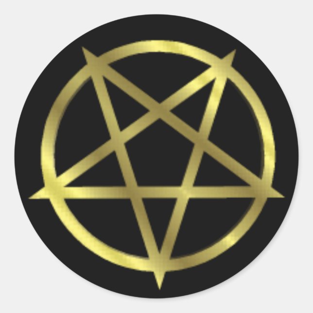 Inverted Gold Pentagram Classic Round Sticker (Front)