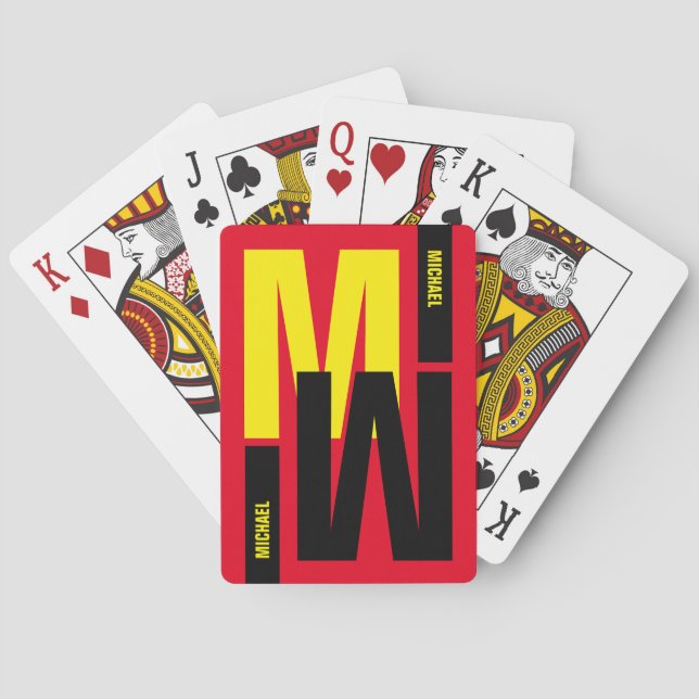 inverted Monogram initial & name Playing Cards (Back)