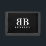 Inverted name initials custom monogram black trifold wallet<br><div class="desc">Inverted name initials custom monogram black Trifold Wallet. Personalized gift idea for men,  women and kids. Elegant template design.</div>