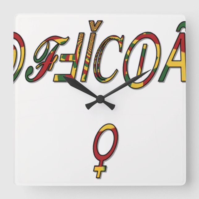 Inverted &quot;OFFICIAL&quot; Female Symbol Art Print Square Wall Clock (Front)