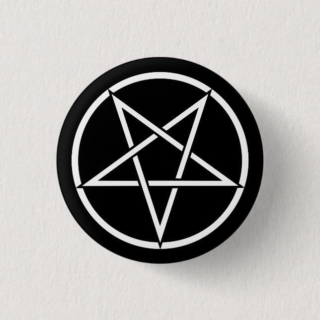 Inverted pentagram (background colour 1 inch round button (Front)