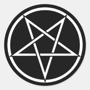 Inverted pentagram (background colour customizable classic round sticker