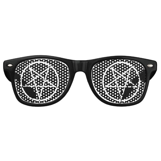 Inverted pentagram (background colour customizable retro sunglasses (Front)