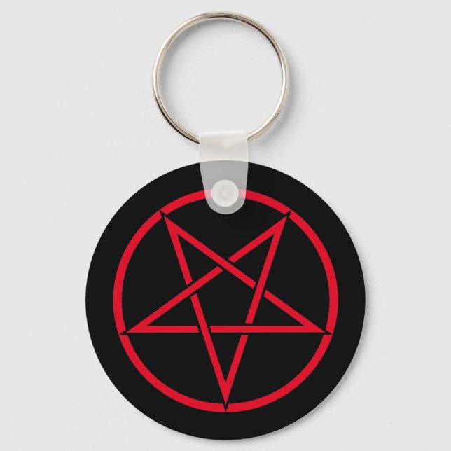 Inverted pentagram (pentagram colour customizable) keychain (Front)
