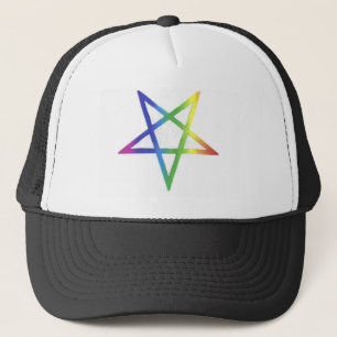 Inverted rainbow pentagram hat