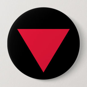 inverted red triangle 4 inch round button