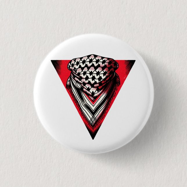 Inverted Red Triangle keffiyeh 1 Inch Round Button (Front)