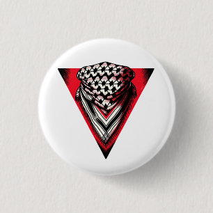Inverted Red Triangle keffiyeh 1 Inch Round Button