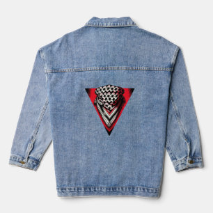 Inverted Red Triangle keffiyeh Denim Jacket