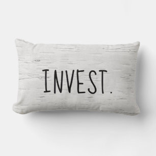 INVEST Text On Birch Tree  Accent Pillow