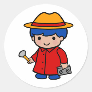 Investigator Boy Classic Round Sticker