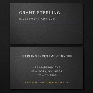 Investment Advisor Black Professional Business Card