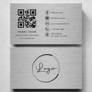 Investment Advisor Metal QR Code Business Card