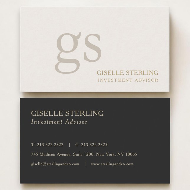Investment Advisor Monogram Professional Business Card (Creator Uploaded)