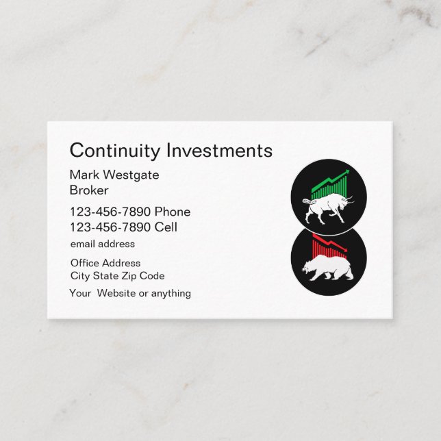 Investment Broker Business Cards (Front)