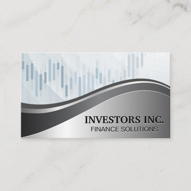 Investment Finance Advisor | Candlestick Graph Business Card (Front)