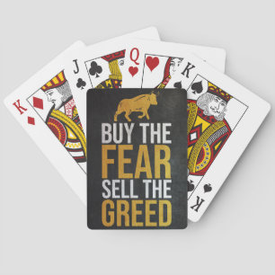 Investor Buy Fear Sell Greed Trader Playing Cards