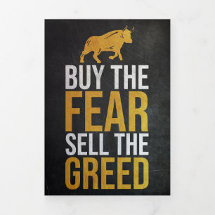 Investor Buy Fear Sell Greed Trader Tri-Fold Card
