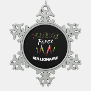 Investor Future Forex Millionaire Snowflake Pewter Christmas Ornament