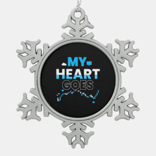 Investor My Heart Goes Chart Snowflake Pewter Christmas Ornament