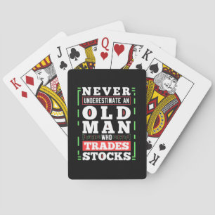 Investor Power Of A Old Man Who Trades Stocks Playing Cards