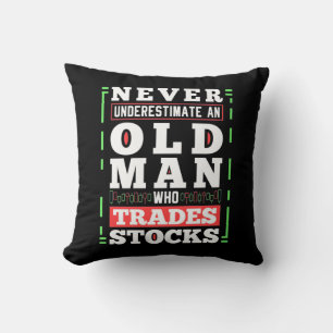 Investor Power Of A Old Man Who Trades Stocks Throw Pillow