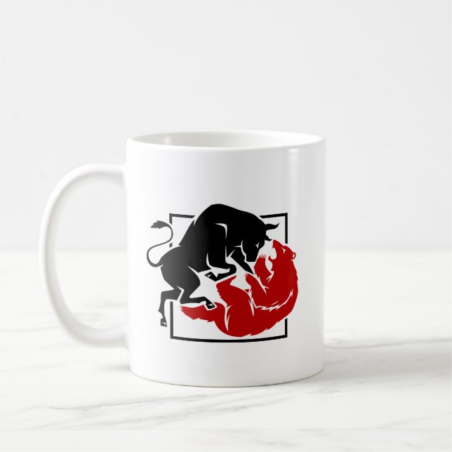 Investor Trading Bull and Bear Market Custom  Coffee Mug (Left)