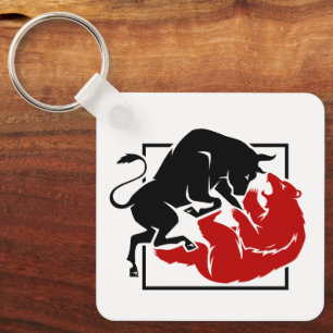 Investor Trading Bull and Bear Market Custom Keychain