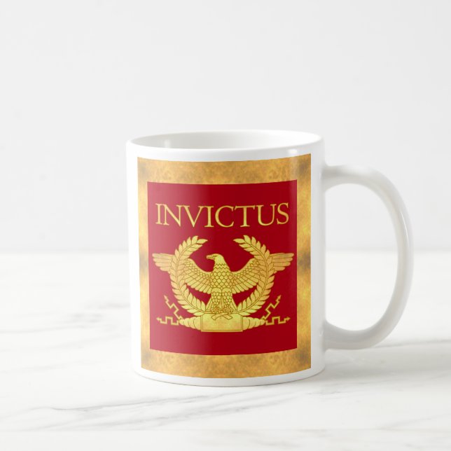 Invictus coffee mug with gold border (Right)