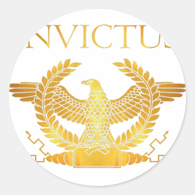 invictus golden eagle logo classic round sticker (Front)